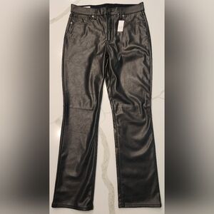 GAP Vintage Slim High Rise Black Vegan Leather Jeans Women's 10 NWT